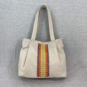 Liz Soto Purse Cream Studded Vegan Leather Western Aztec Shoulder Bag Handbag